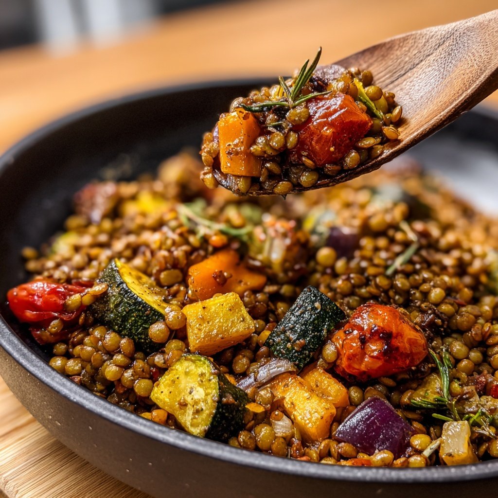 Roasted Veggie Lentil Grain Bowl