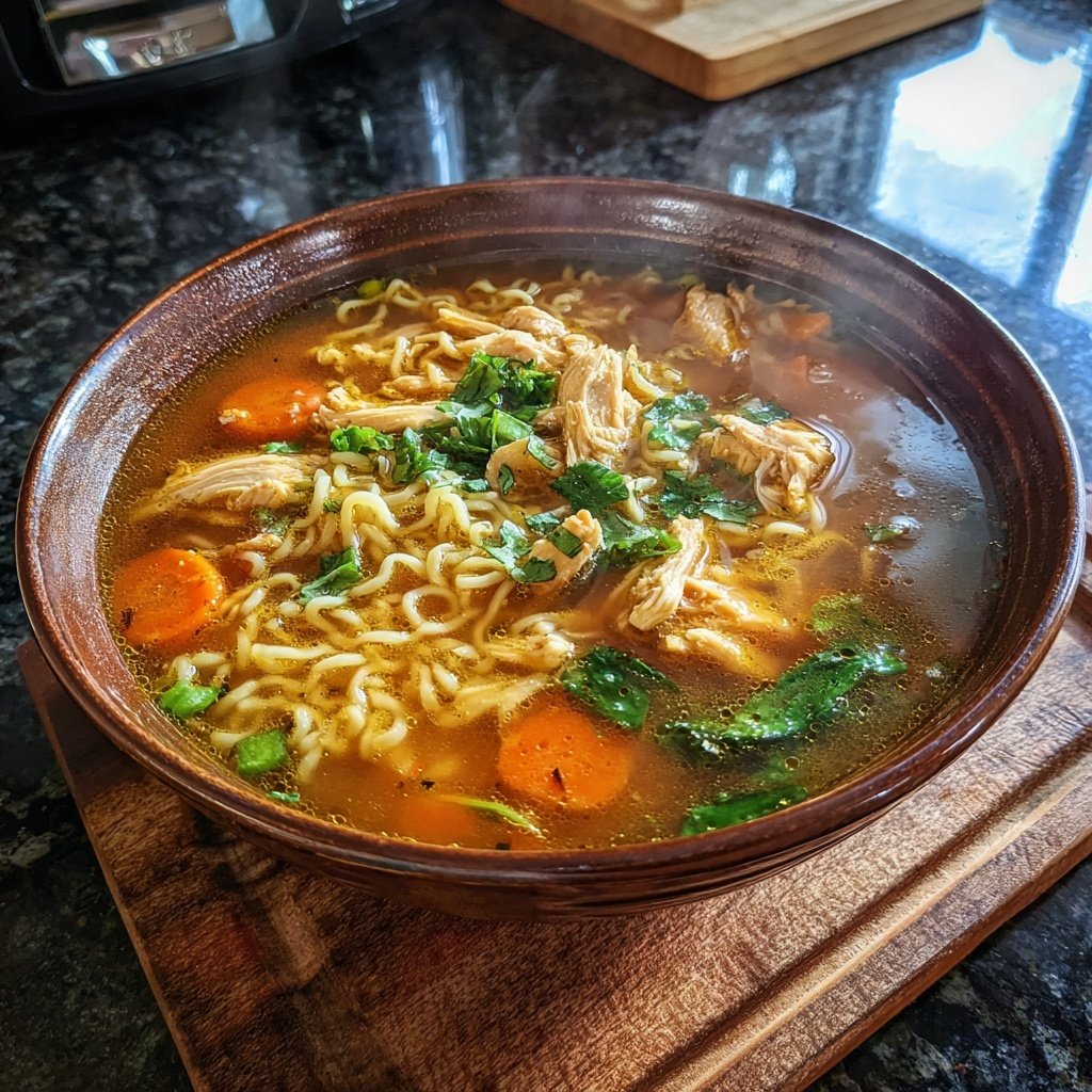 Set-It-and-Forget-It Slow Cooker Chicken Ramen-Inspired Soup