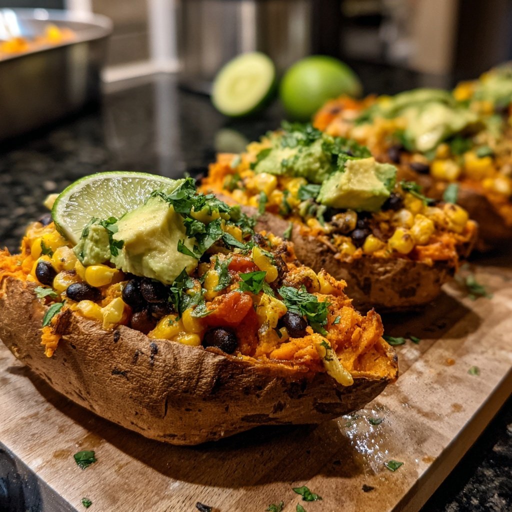Baked Sweet Potato Veggie Boats