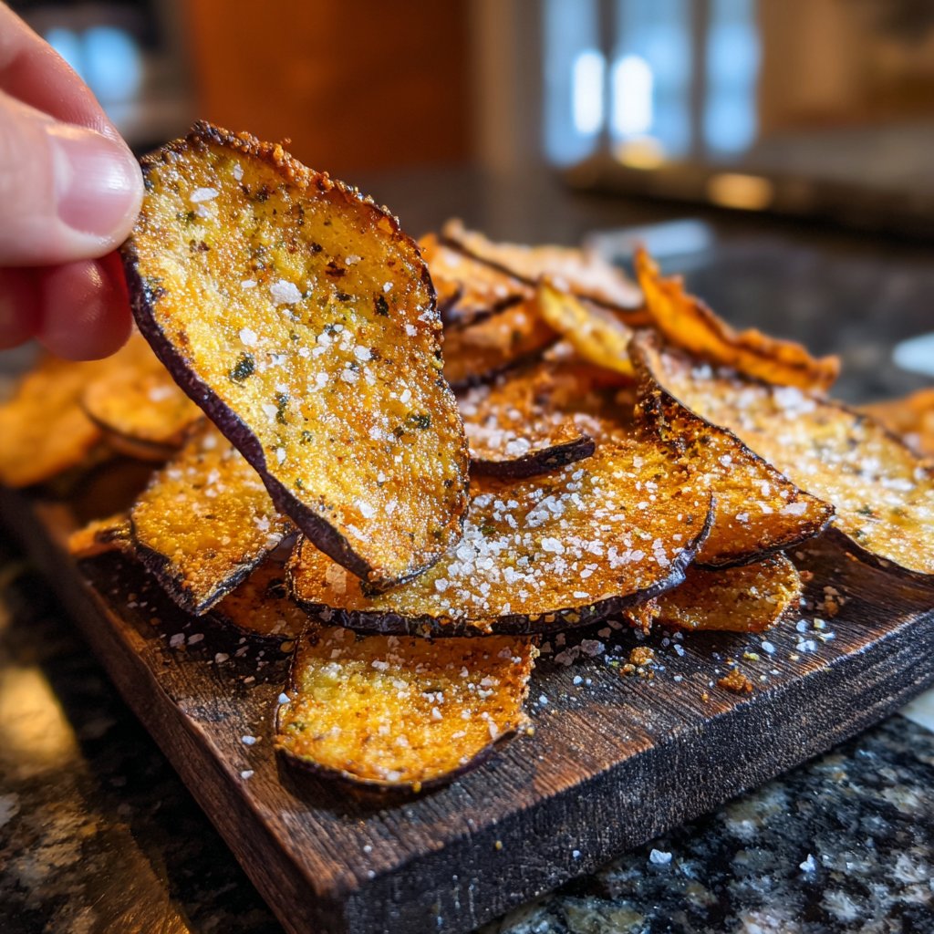 Crispy Eggplant Garlic Chips