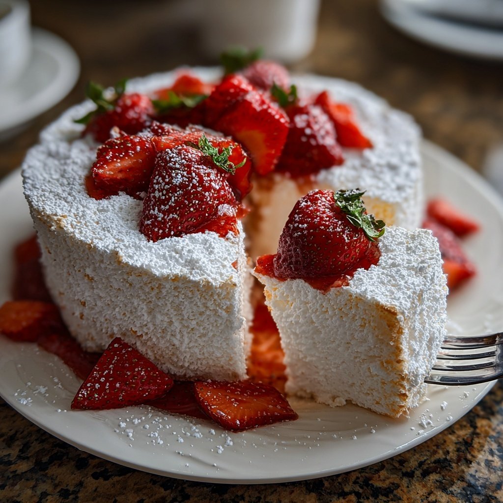 Light And Fluffy Strawberry Angel Food Dessert