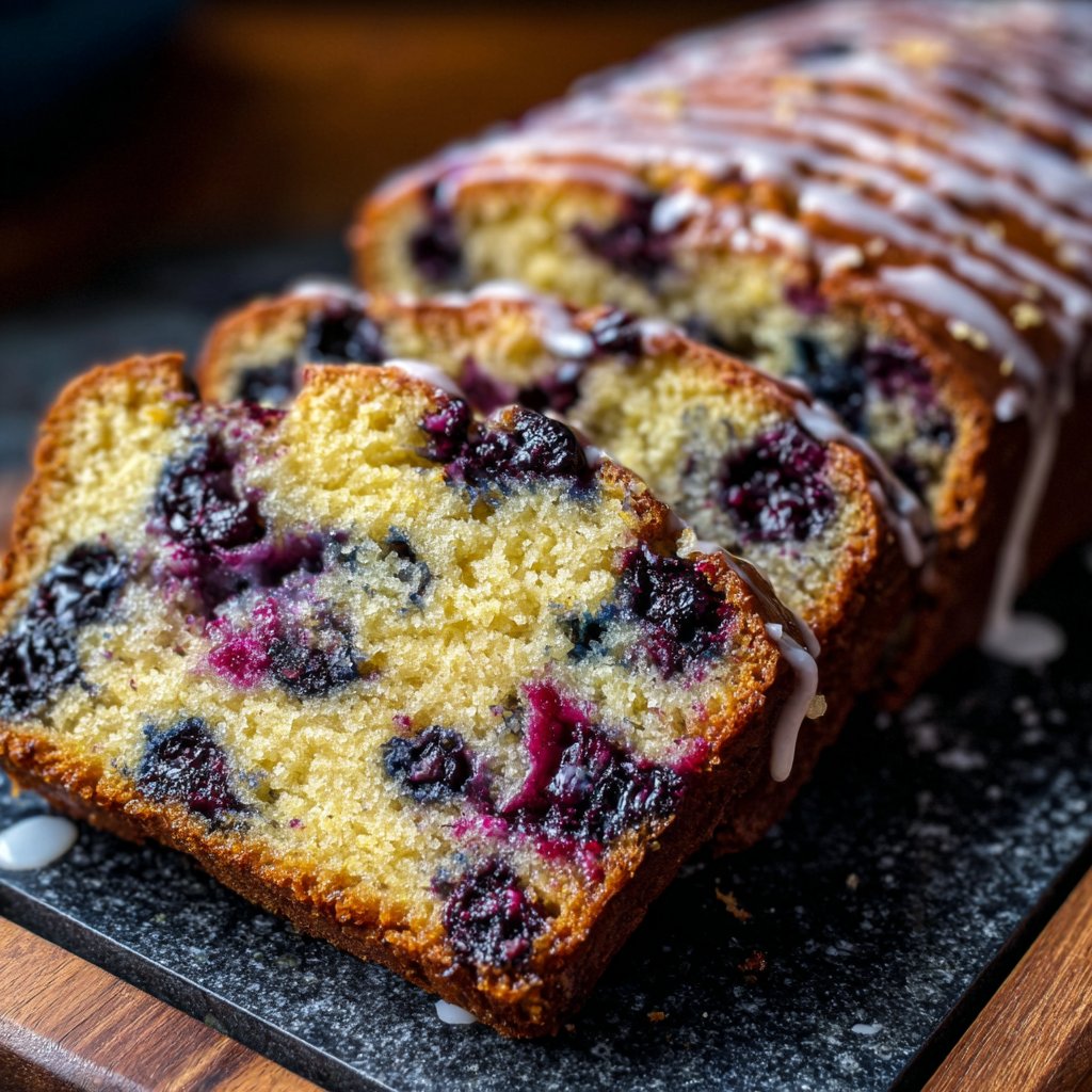 Blueberry Lemon Bread Glazed