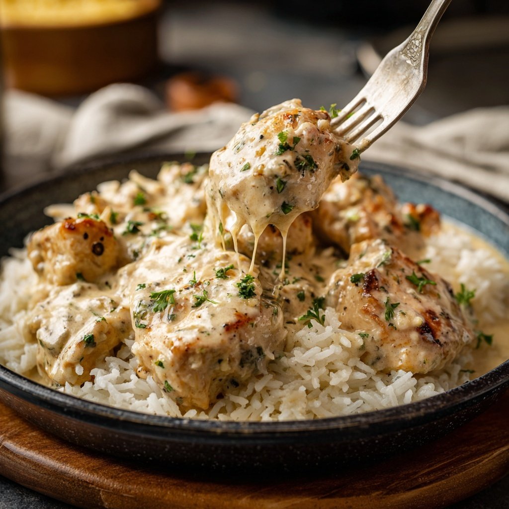 Creamy Garlic Chicken With Rice
