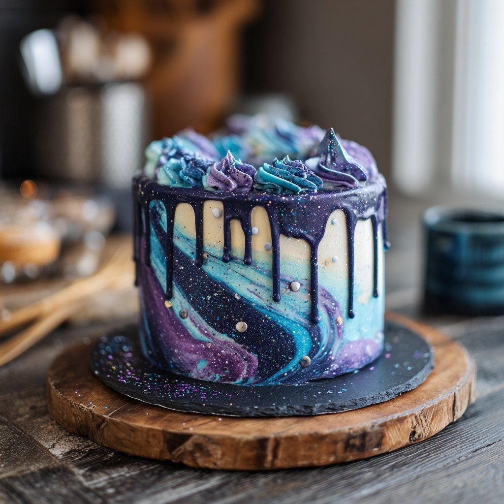 Galaxy Blue Pisces Cake