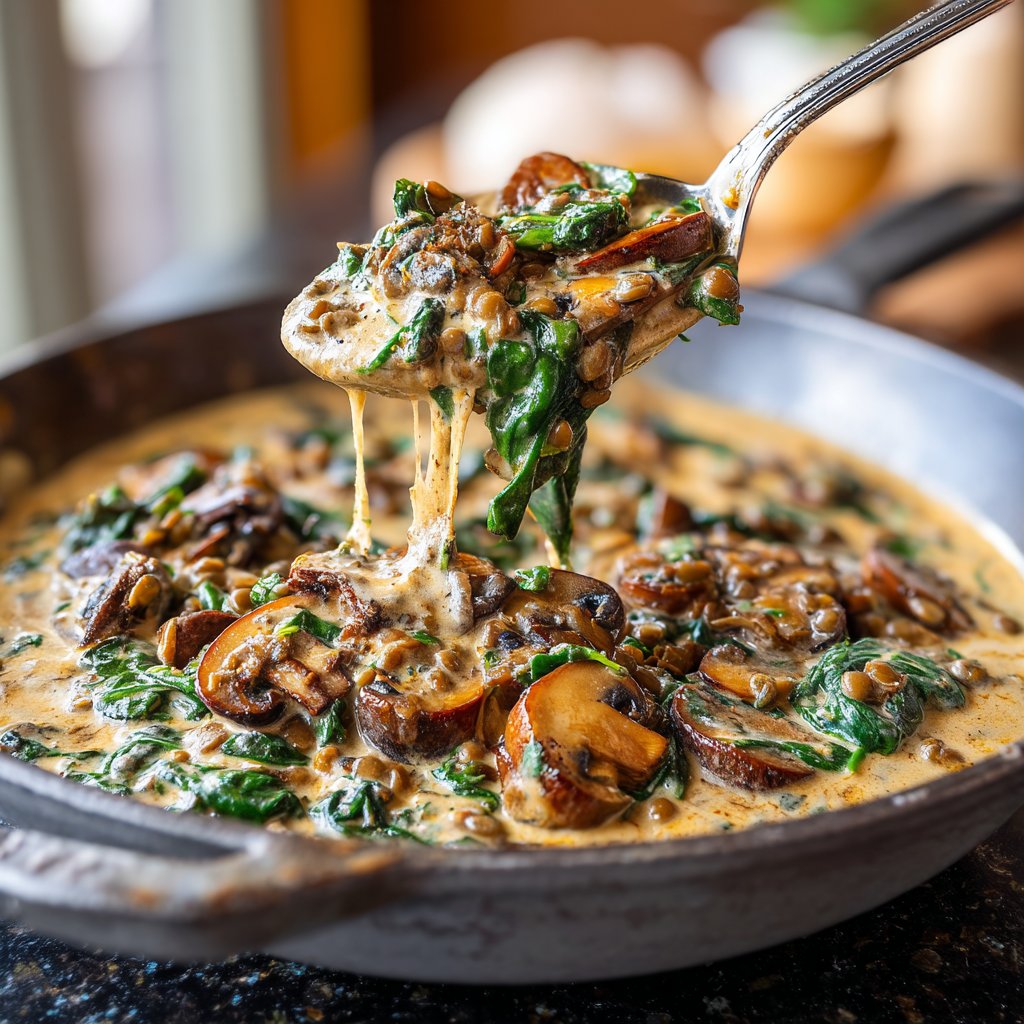 Creamy Mushroom Lentil Skillet