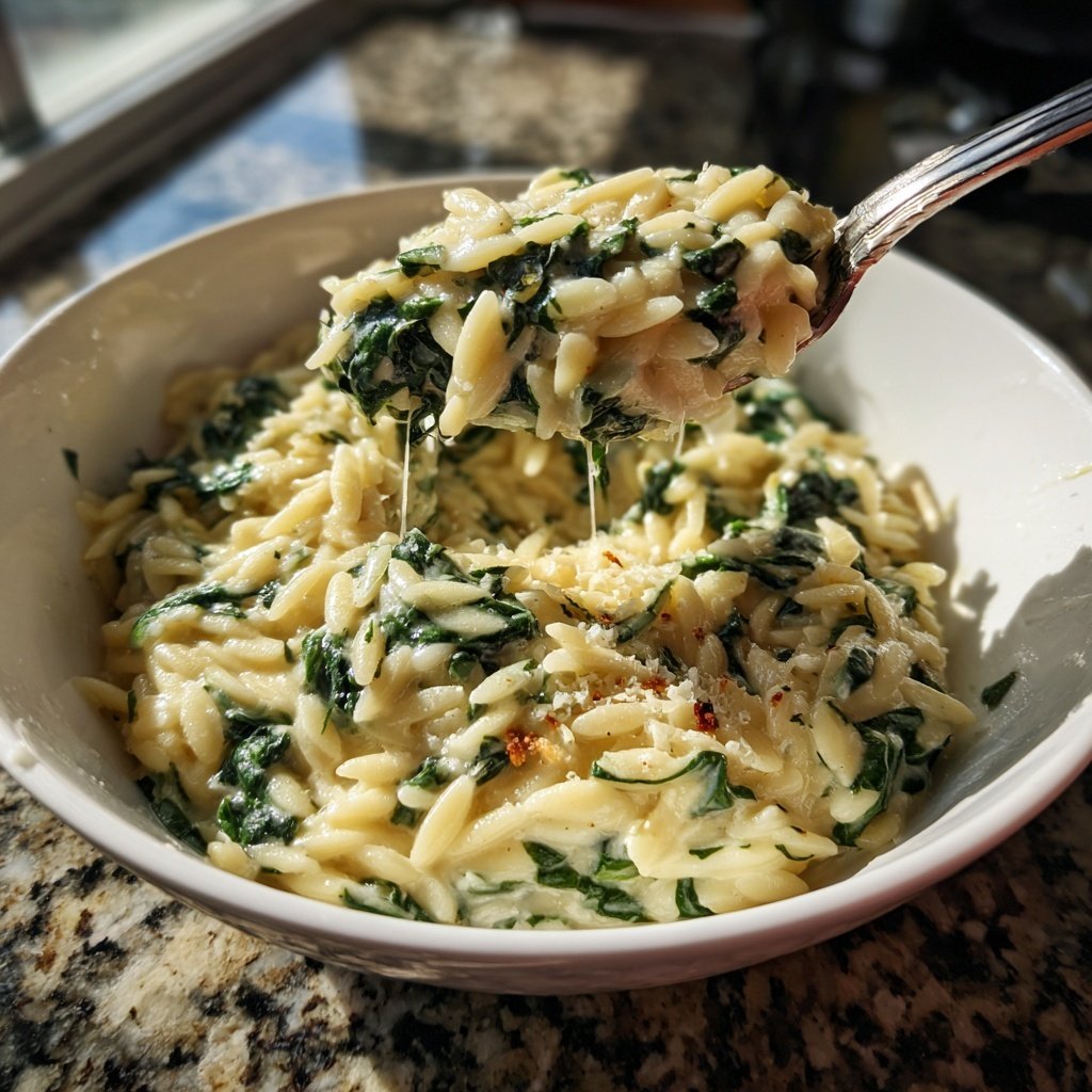 Creamy Spinach Parmesan Orzo